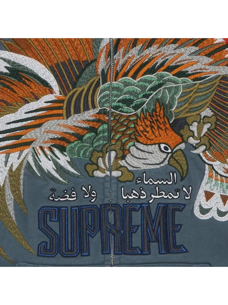 Толстовка Supreme Falcon Raglan Zip Up Hooded Sweatshirt 'Slate' — изображение 3 из 3, синий