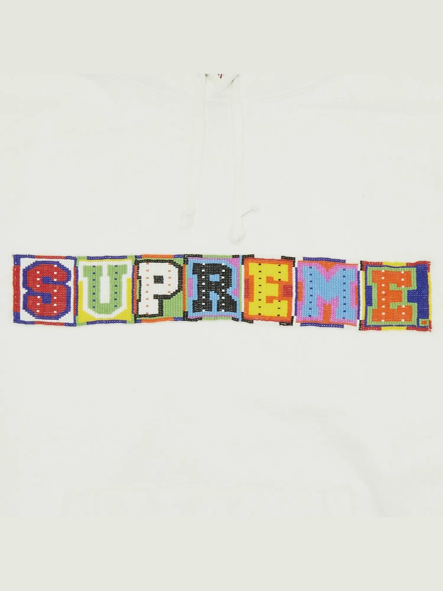 Толстовка с капюшоном Supreme, расшитая бисером — изображение 2 из 2, белый