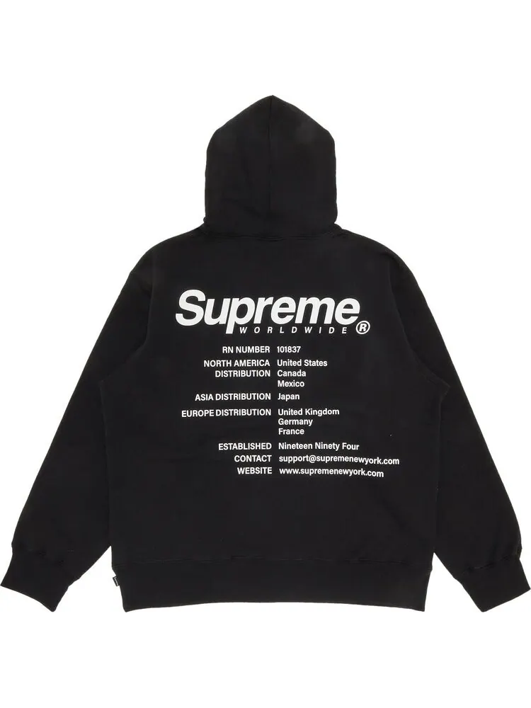 Толстовка Supreme Worldwide Hooded Sweatshirt 'Black' — изображение 2 из 3, черный