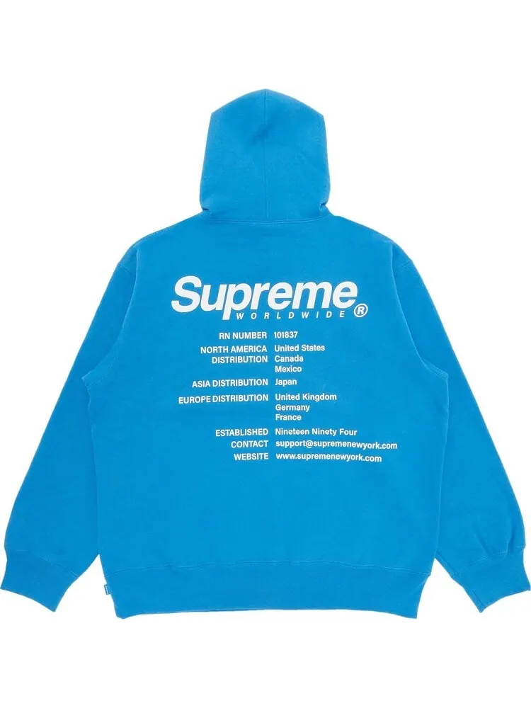 Толстовка Supreme Worldwide Hooded Sweatshirt 'Blue' — изображение 2 из 3, синий