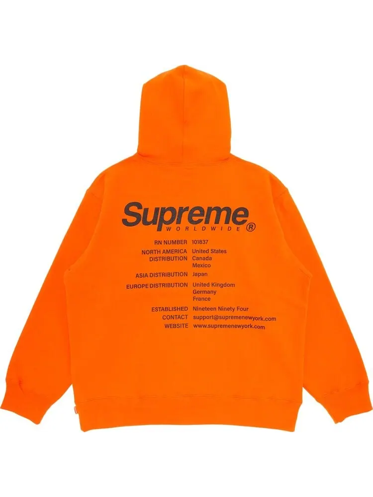 Толстовка Supreme Worldwide Hooded Sweatshirt 'Dark Orange' — изображение 2 из 3, оранжевый
