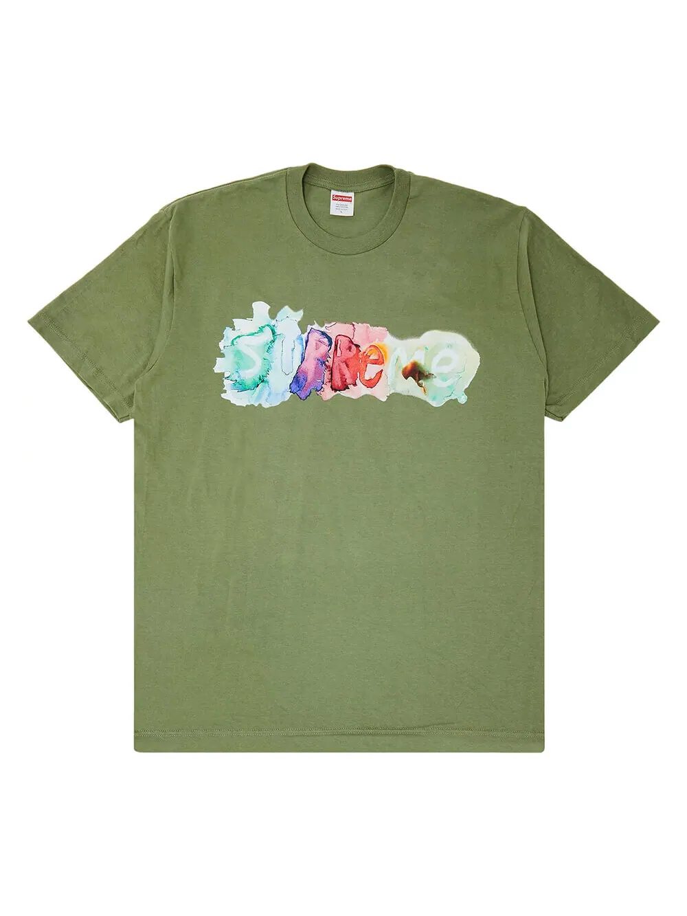 Футболка Supreme Watercolor — изображение 1 из 1, светлый оливковый