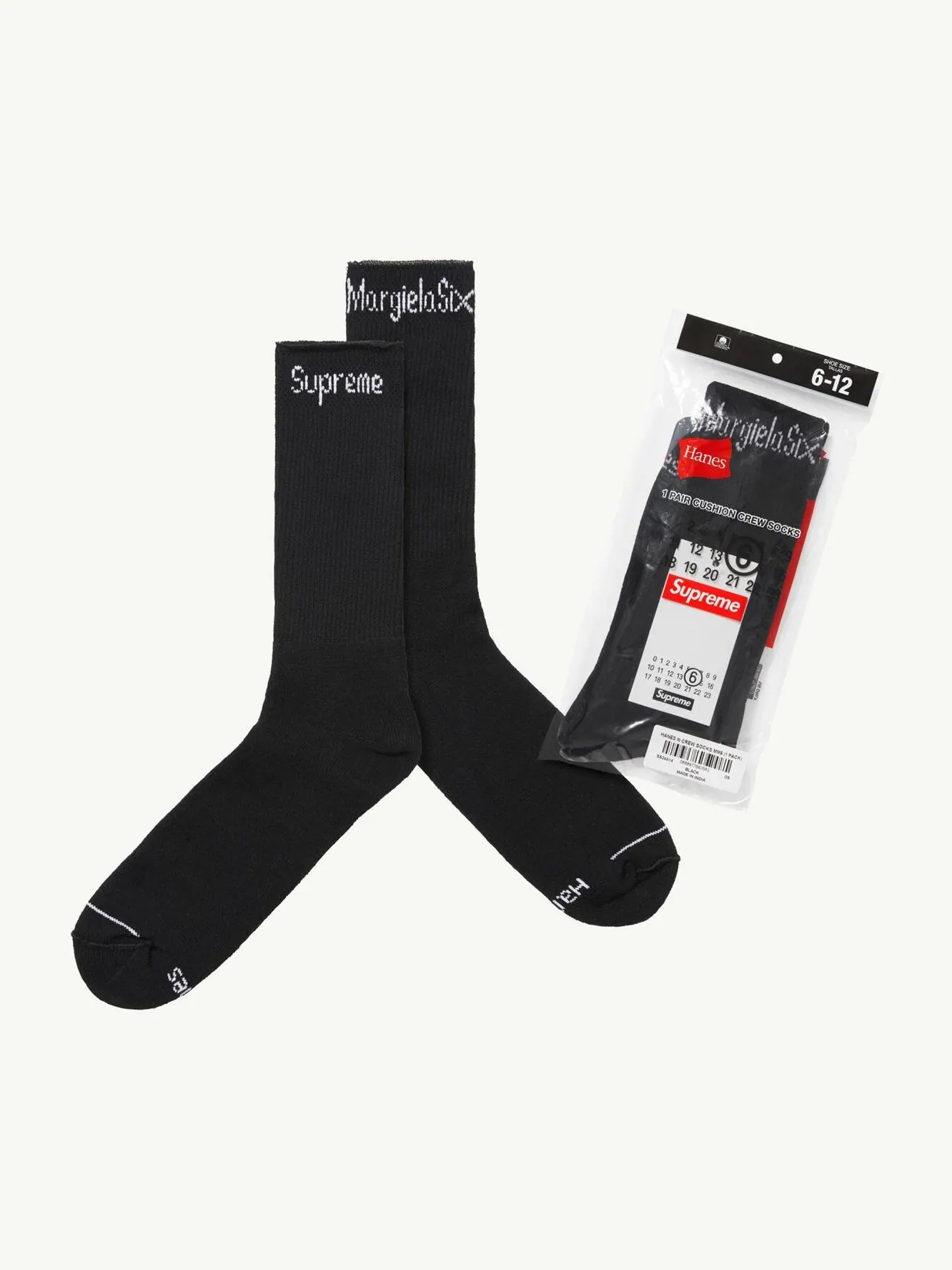 Носки Supreme x MM6 Maison Margiela x Hanes Crew — изображение 1 из 2, черный