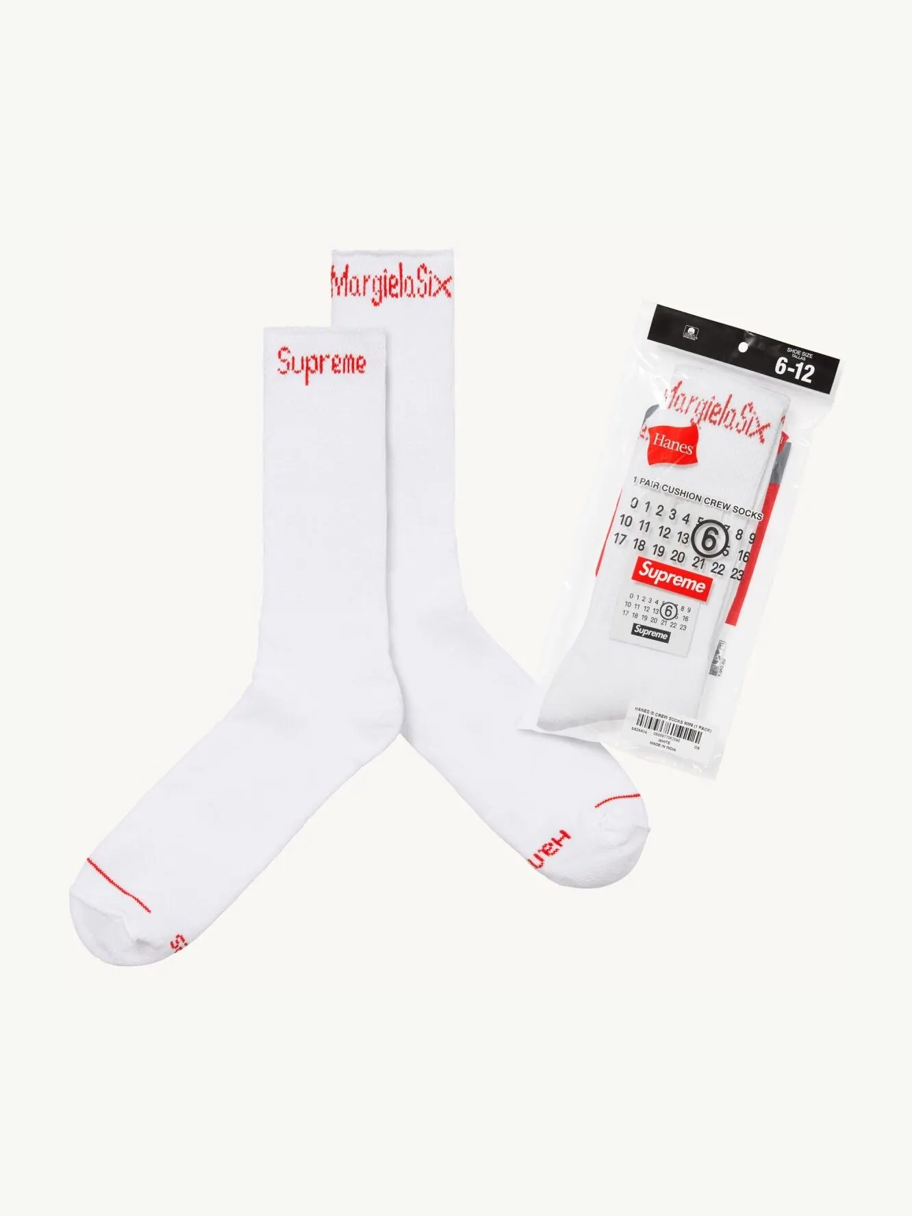 Носки Supreme x MM6 Maison Margiela x Hanes Crew — изображение 1 из 2, белый