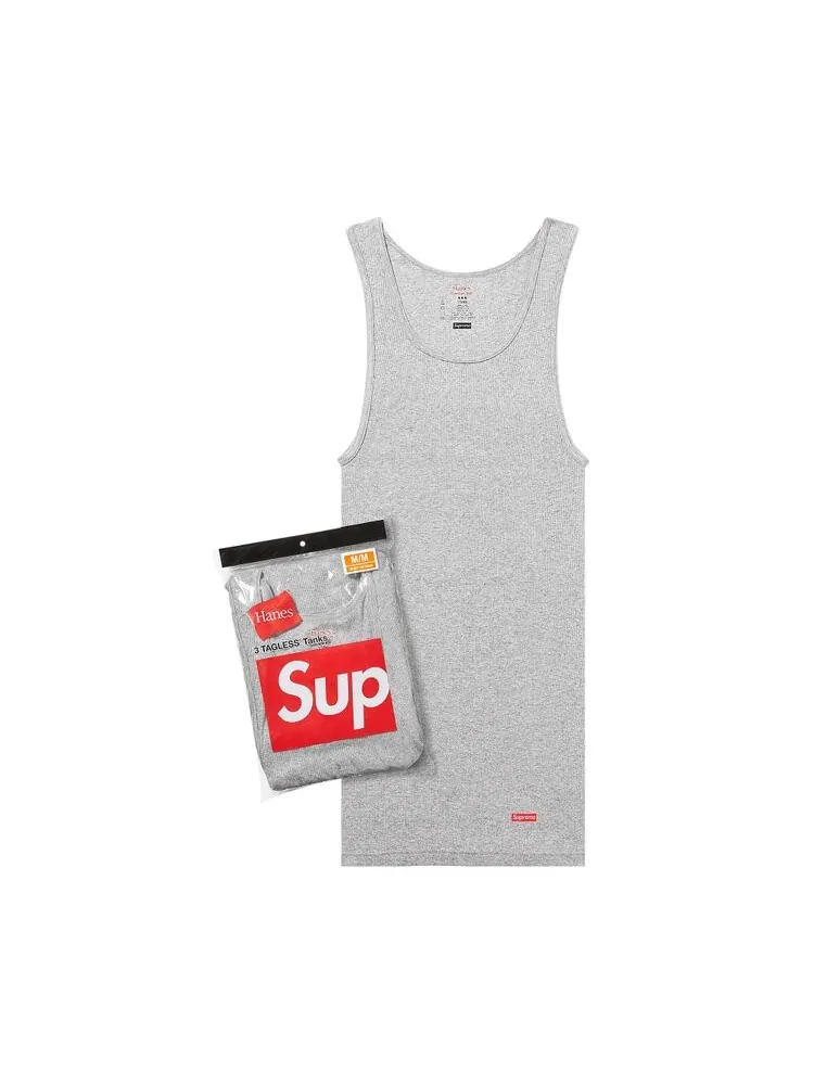 Топ Supreme x Hanes Tagless Tank Tops (3 Pack) — изображение 1 из 1, серый