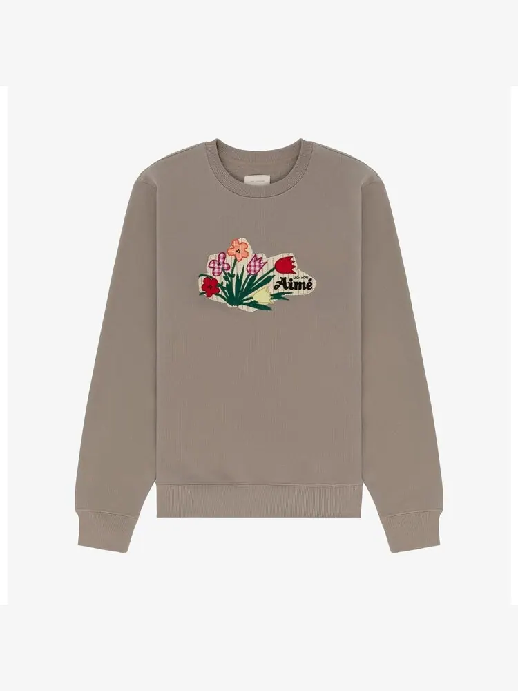 Толстовка Aimé Leon Dore Floral Appliqué Crewneck Sweatshirt — изображение 1 из 1, коричневый