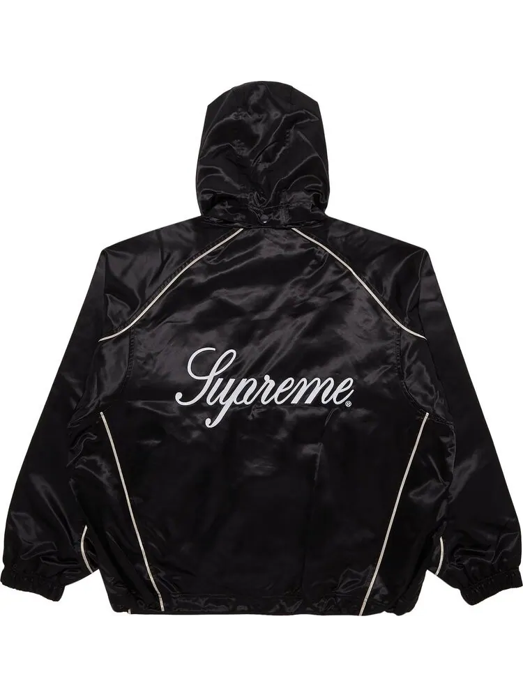 Спортивная куртка Supreme Satin Hooded 'Black' — изображение 2 из 3, черный