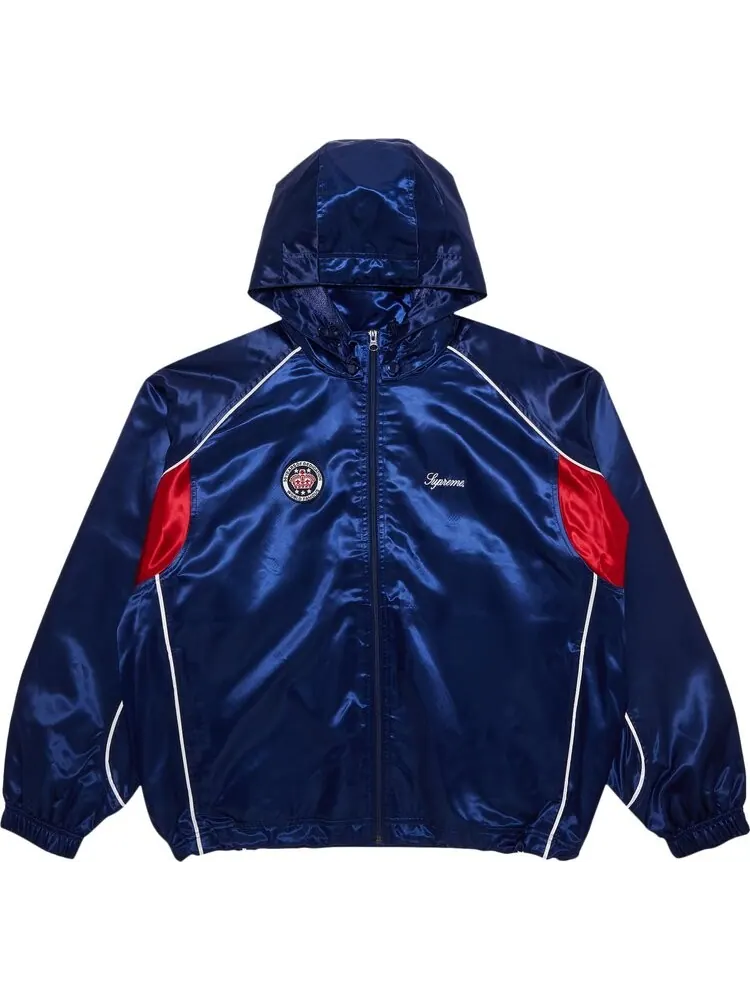 Спортивная куртка Supreme Satin Hooded 'Navy' — изображение 1 из 3, синий