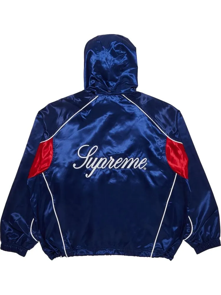 Спортивная куртка Supreme Satin Hooded 'Navy' — изображение 2 из 3, синий