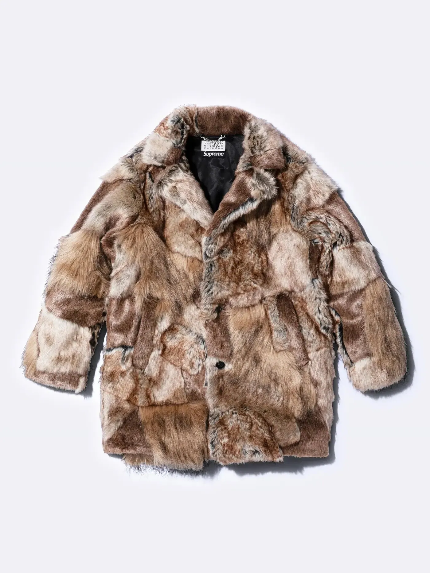 Шуба из искусственного меха Supreme x MM6 Maison Margiela Patchwork — изображение 1 из 5, коричневый