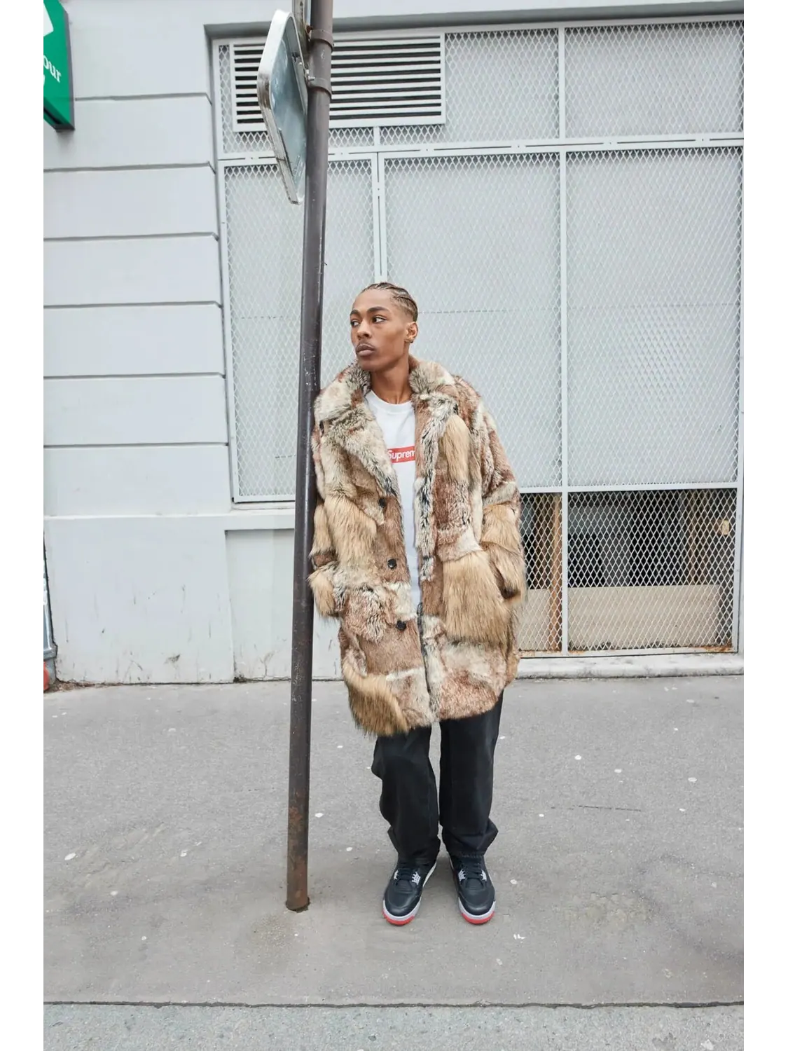Шуба из искусственного меха Supreme x MM6 Maison Margiela Patchwork — изображение 3 из 5, коричневый