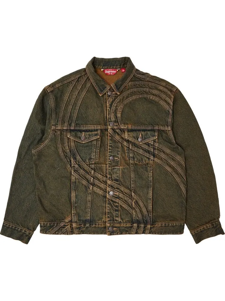 Куртка Supreme S Logo Denim Trucker 'Dirty' — изображение 1 из 3, зеленый