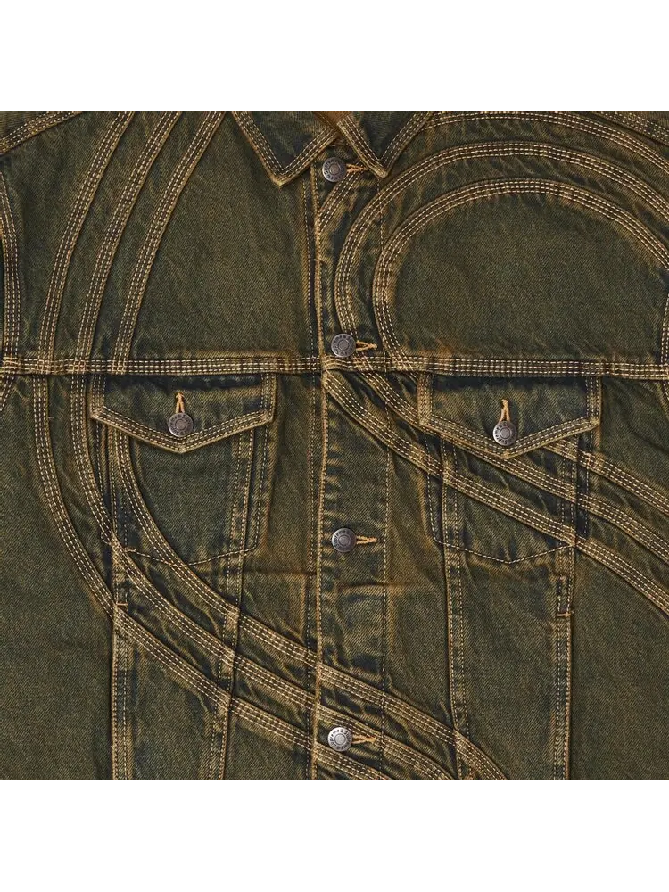 Куртка Supreme S Logo Denim Trucker 'Dirty' — изображение 3 из 3, зеленый