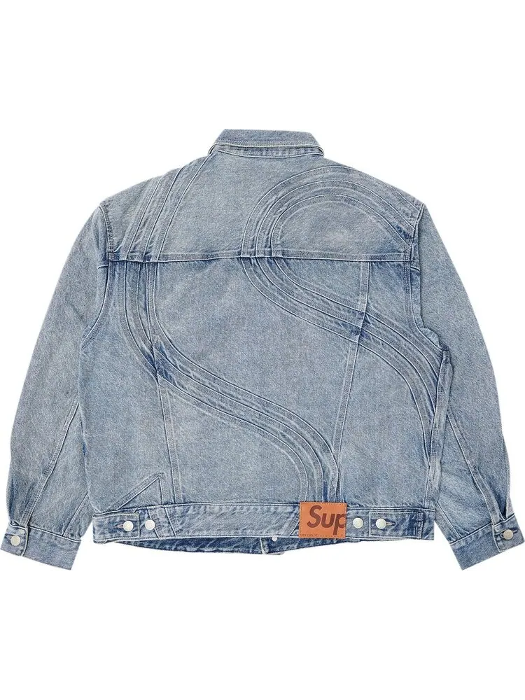 Куртка Supreme S Logo Denim Trucker 'Washed Blue' — изображение 2 из 3, синий