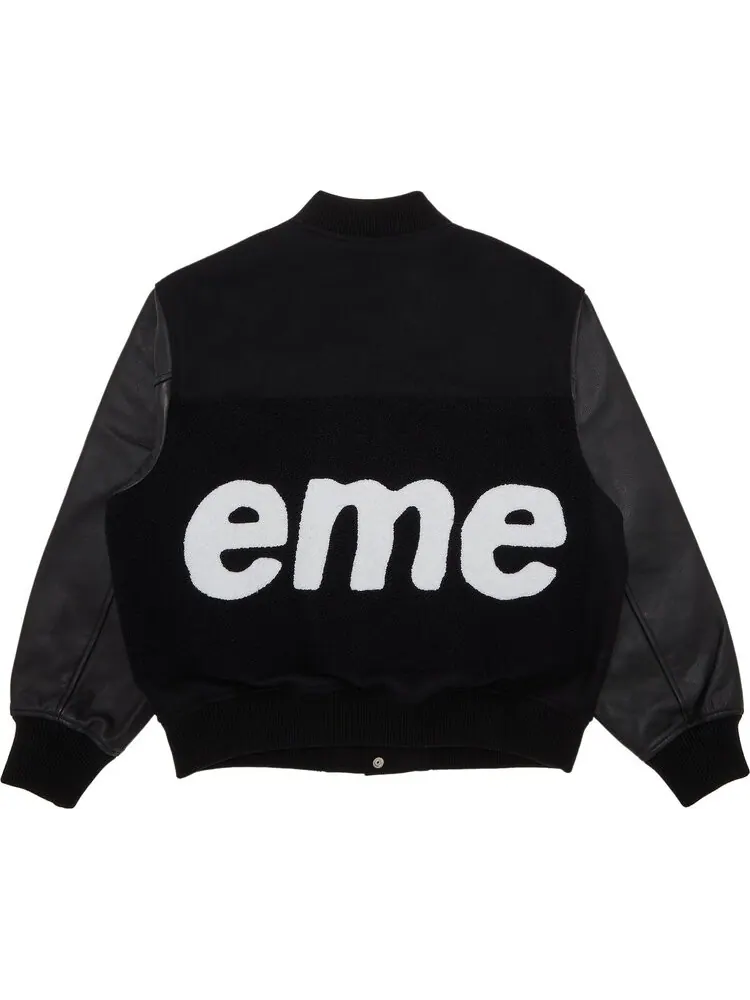 Куртка Supreme Big Logo Chenille Varsity 'Black' — изображение 2 из 3, черный