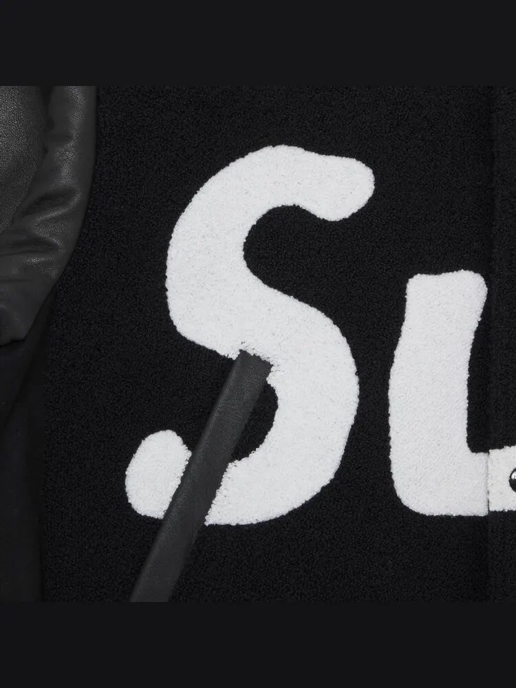 Куртка Supreme Big Logo Chenille Varsity 'Black' — изображение 3 из 3, черный