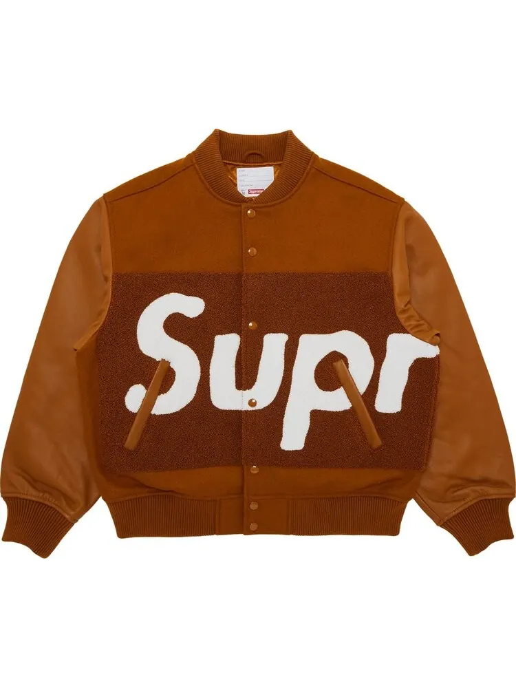 Куртка Supreme Big Logo Chenille Varsity 'Mustard' — изображение 1 из 3, желтый