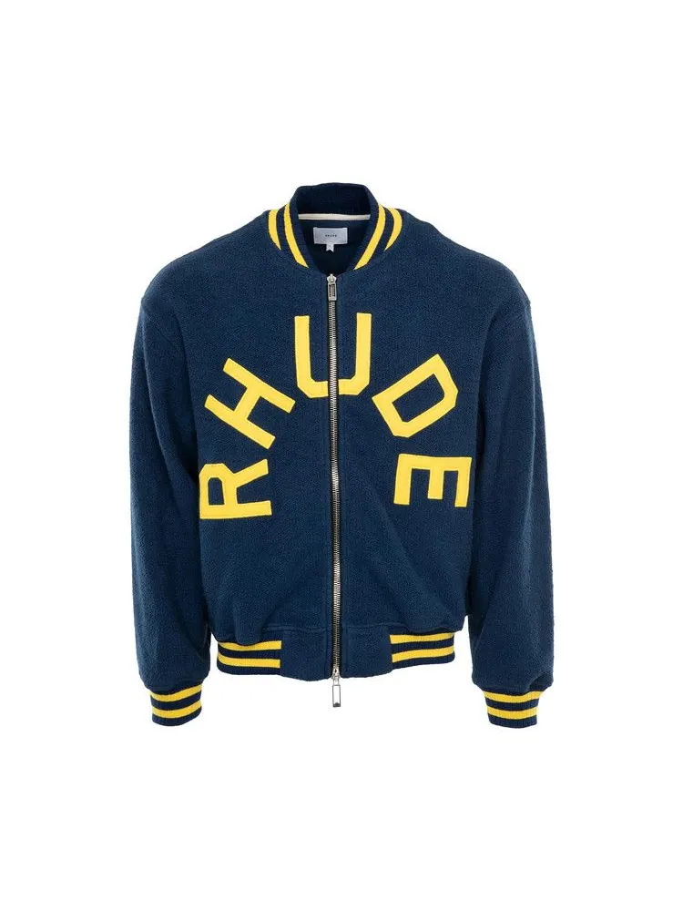 Куртка Rhude Oversized Logo Terry Varsity — изображение 1 из 1, темно-синий/желтый
