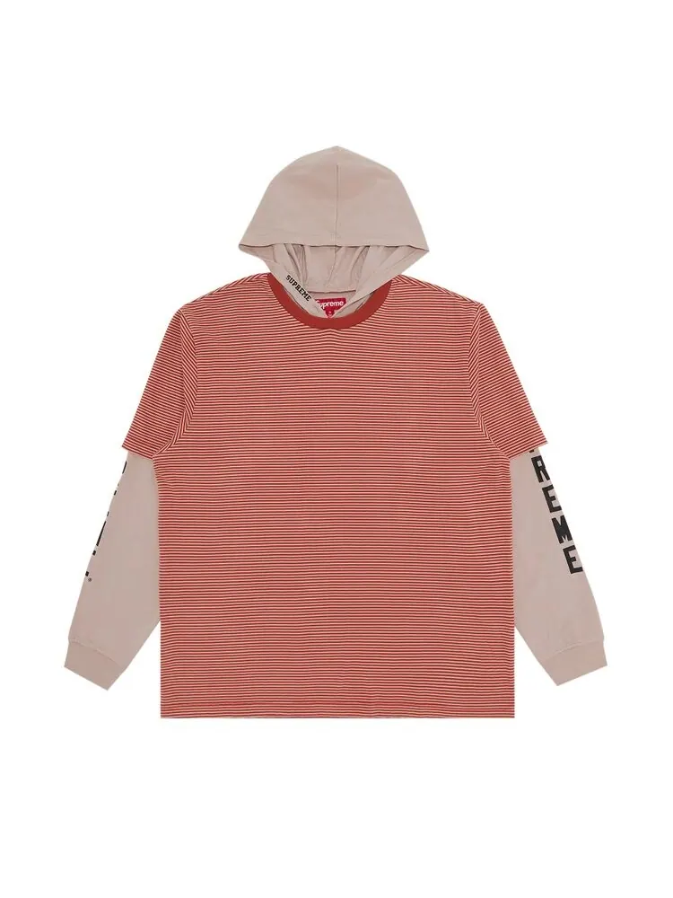 Топ Supreme Layered Hooded Long-Sleeve Top — изображение 1 из 3, бежевый