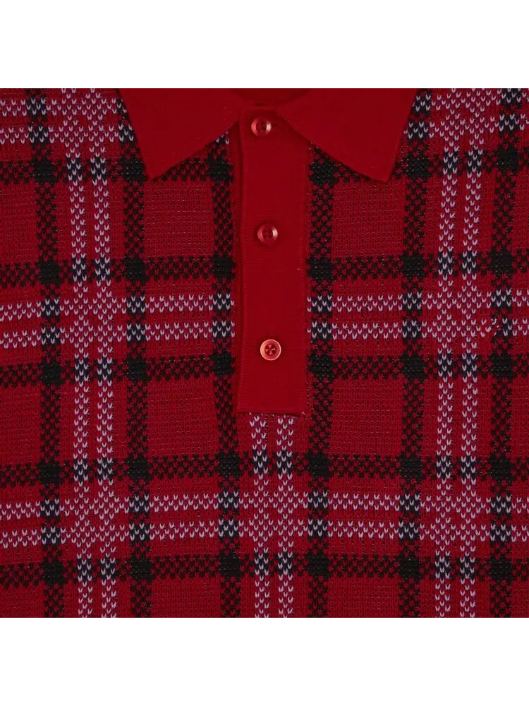 Поло Supreme Plaid Knit Short-Sleeve Polo — изображение 3 из 3, красный
