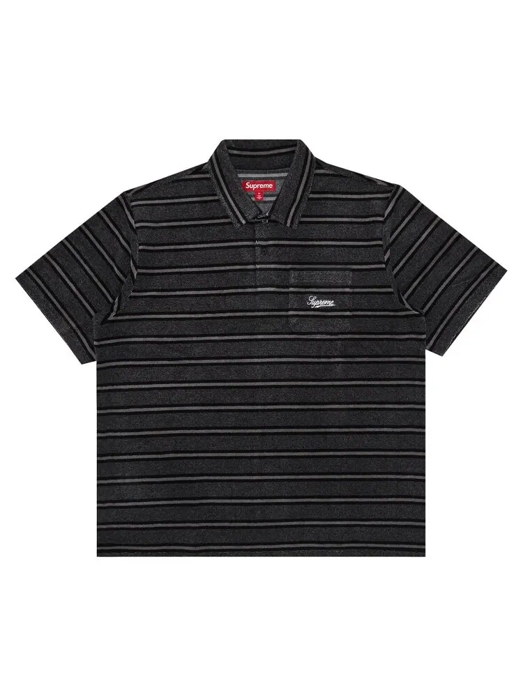 Поло Supreme Stripe Terry Short-Sleeve Polo — изображение 1 из 3, черный
