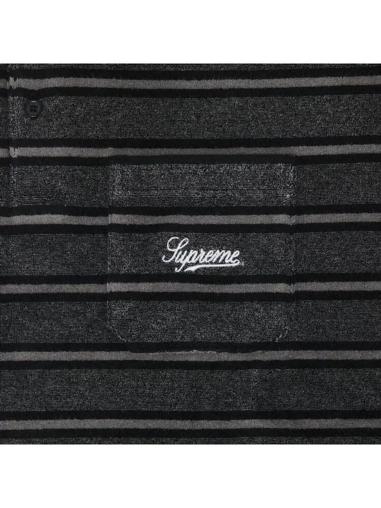 Поло Supreme Stripe Terry Short-Sleeve Polo — изображение 3 из 3, черный