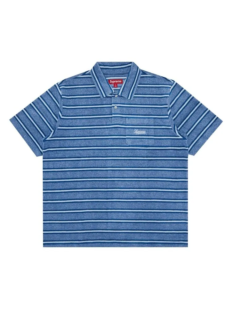 Поло Supreme Stripe Terry Short-Sleeve Polo — изображение 1 из 3, синий