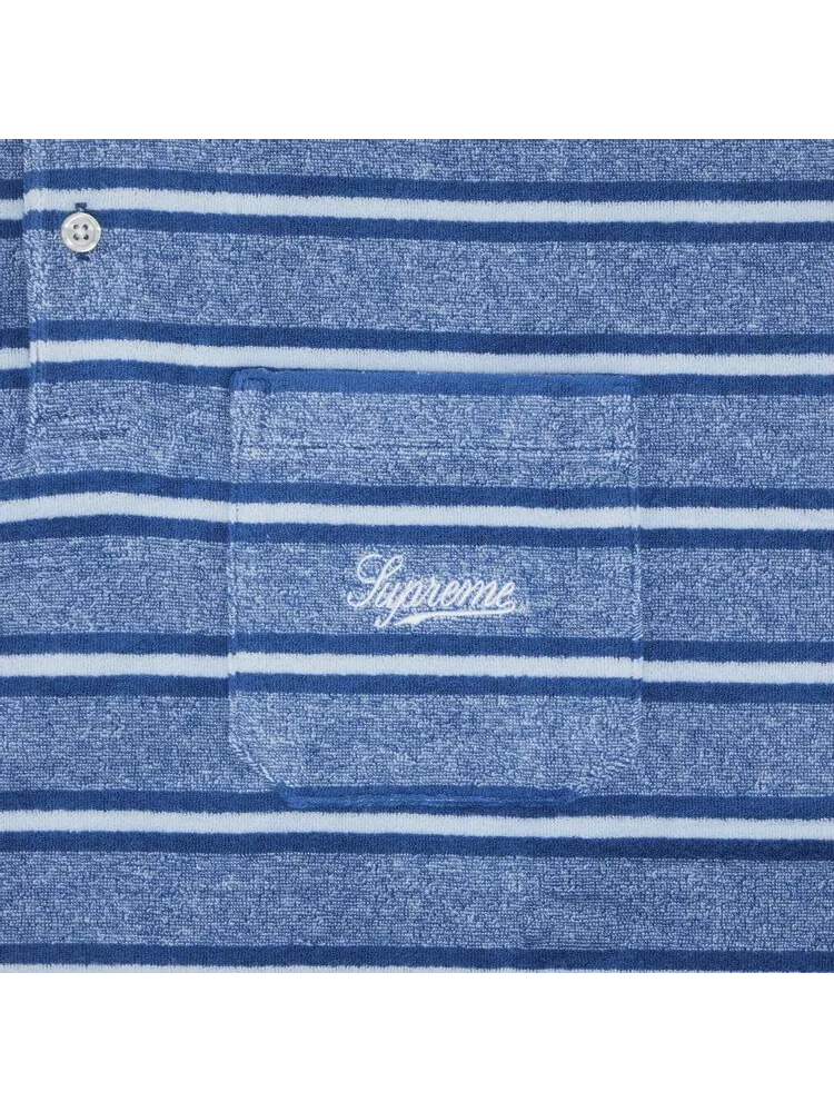 Поло Supreme Stripe Terry Short-Sleeve Polo — изображение 3 из 3, синий