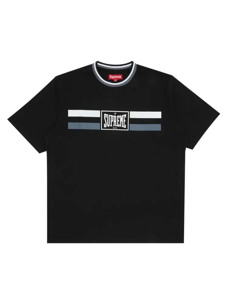 Топ Supreme Warm Up Stripe Short-Sleeve Top — изображение 1 из 2, черный