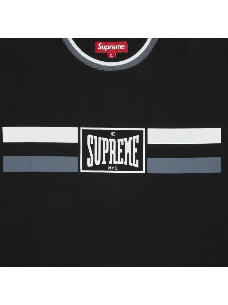 Топ Supreme Warm Up Stripe Short-Sleeve Top — изображение 2 из 2, черный