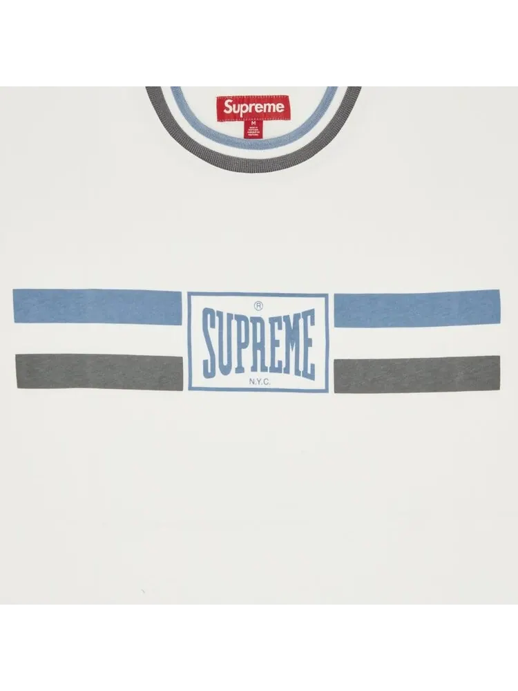 Топ Supreme Warm Up Stripe Short-Sleeve Top — изображение 2 из 2, белый