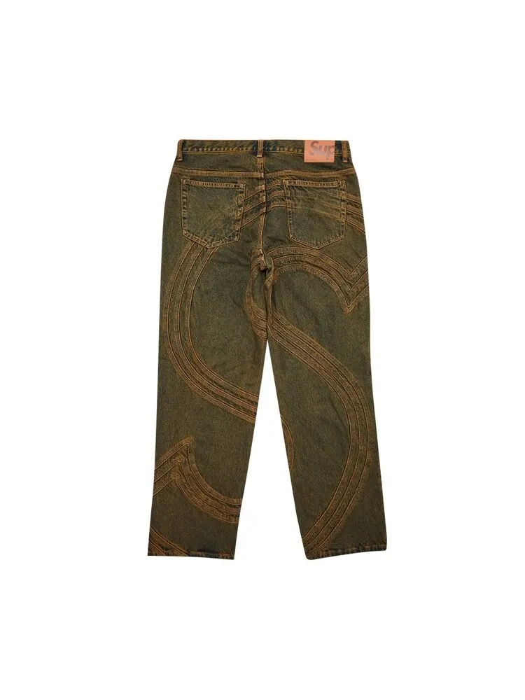 Джинсы Supreme S Logo Loose Fit Jean — изображение 2 из 3, зеленый
