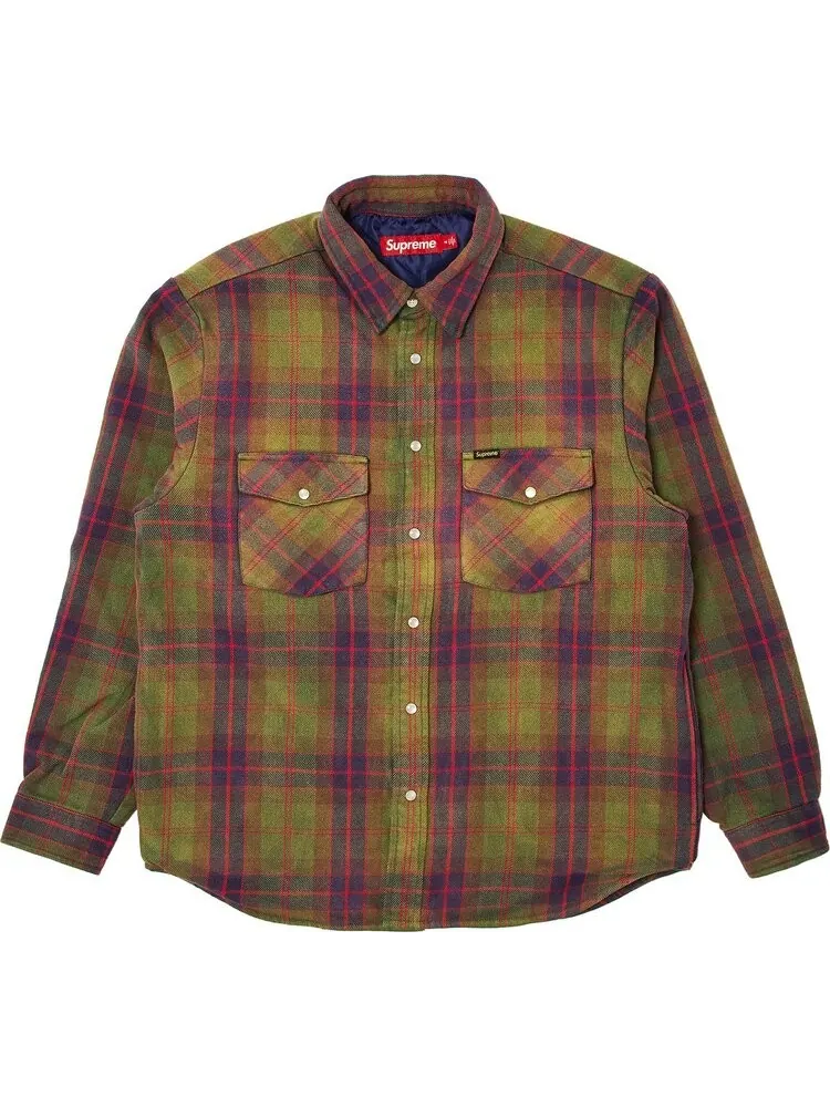Рубашка Supreme Quilted Flannel Snap 'Green' — изображение 1 из 3, зеленый