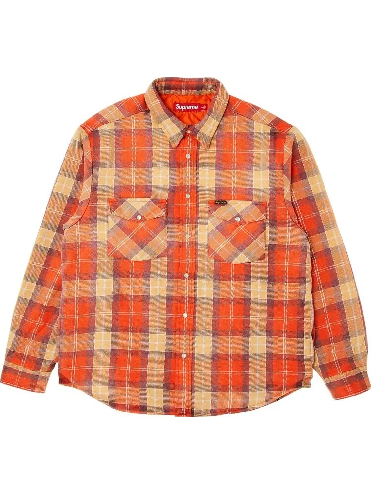 Рубашка Supreme Quilted Flannel Snap 'Orange' — изображение 1 из 3, оранжевый