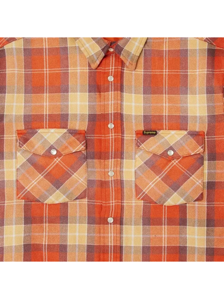 Рубашка Supreme Quilted Flannel Snap 'Orange' — изображение 3 из 3, оранжевый