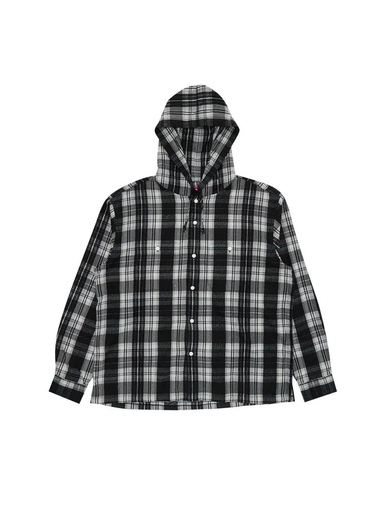 Рубашка Supreme Printed Hooded Flannel Shirt — изображение 1 из 3, черный