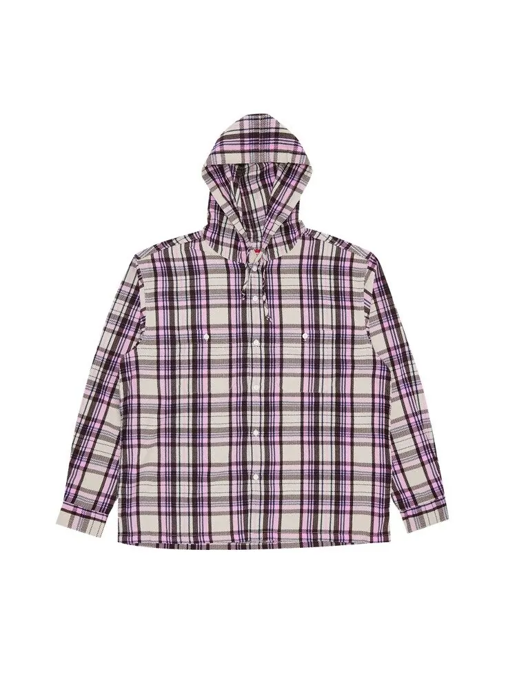 Рубашка Supreme Printed Hooded Flannel Shirt — изображение 1 из 3, розовый