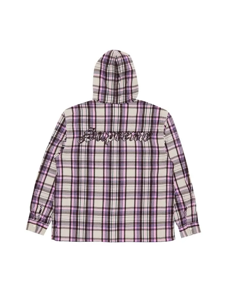 Рубашка Supreme Printed Hooded Flannel Shirt — изображение 2 из 3, розовый
