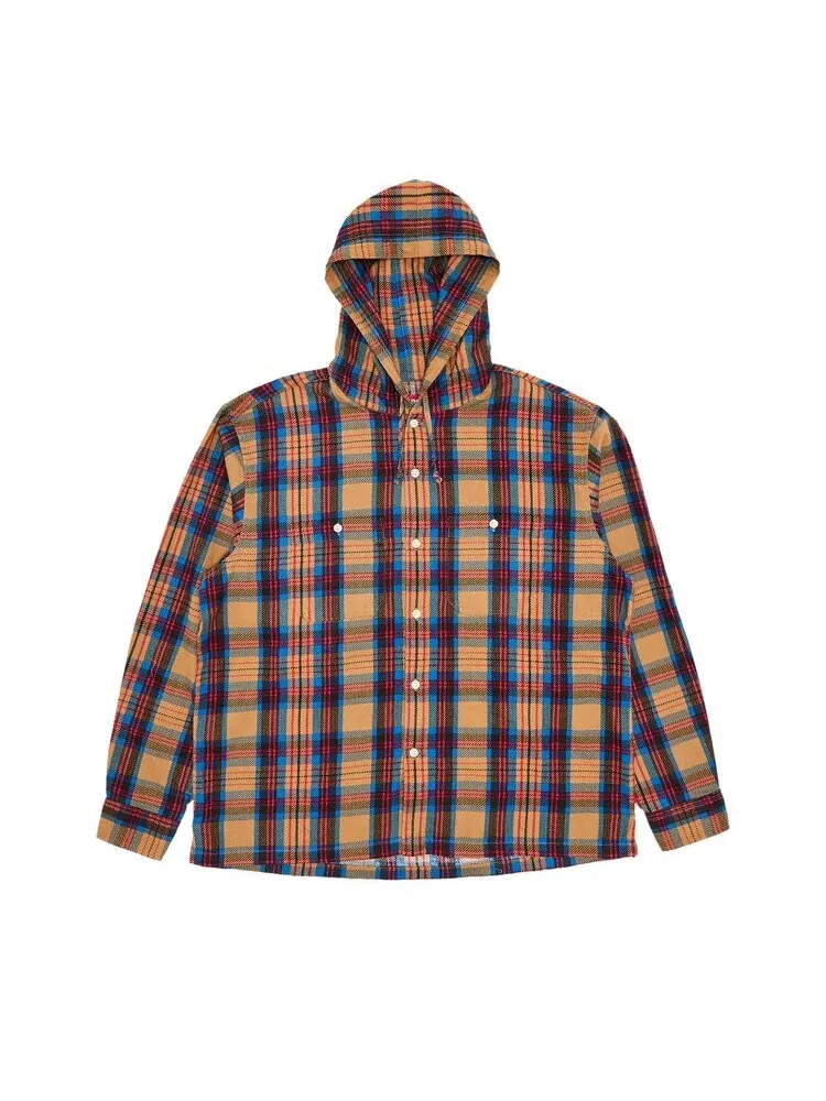 Рубашка Supreme Printed Hooded Flannel Shirt — изображение 1 из 3, бежевый