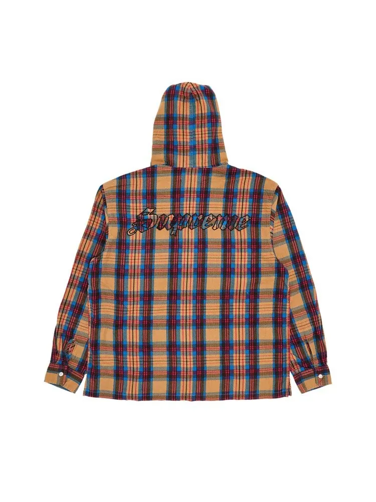 Рубашка Supreme Printed Hooded Flannel Shirt — изображение 2 из 3, бежевый