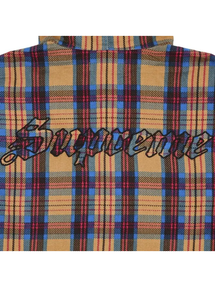 Рубашка Supreme Printed Hooded Flannel Shirt — изображение 3 из 3, бежевый