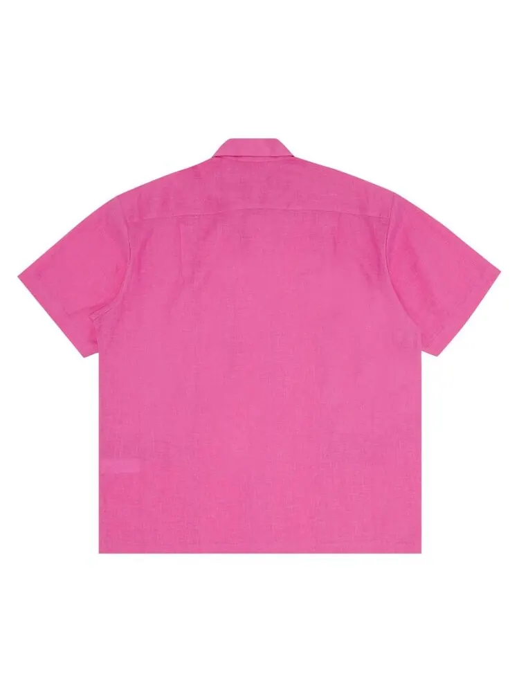Рубашка Supreme Mesh Panel Linen Short-Sleeve Shirt — изображение 2 из 3, розовый