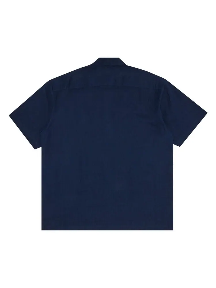 Рубашка Supreme Mesh Panel Linen Short-Sleeve Shirt — изображение 2 из 3, темно-синий