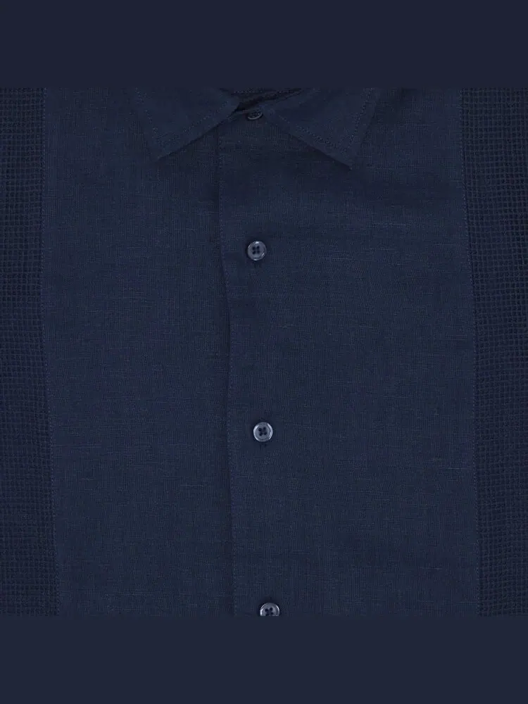 Рубашка Supreme Mesh Panel Linen Short-Sleeve Shirt — изображение 3 из 3, темно-синий