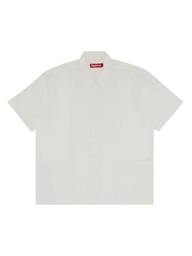 Рубашка Supreme Mesh Panel Linen Short-Sleeve Shirt — изображение 1 из 3, белый