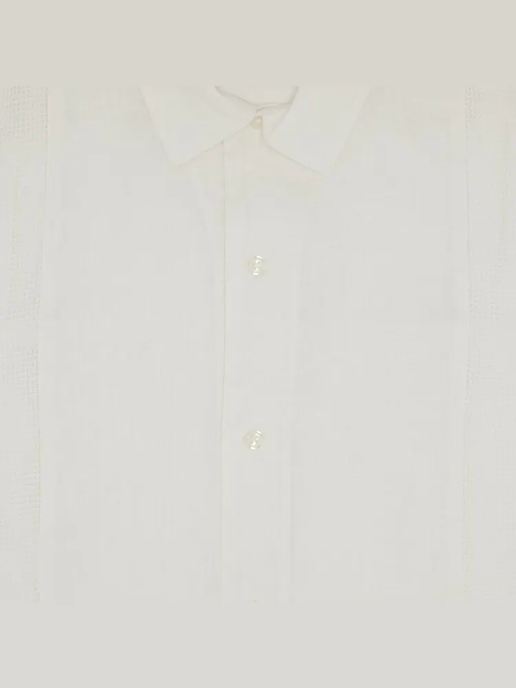 Рубашка Supreme Mesh Panel Linen Short-Sleeve Shirt — изображение 3 из 3, белый