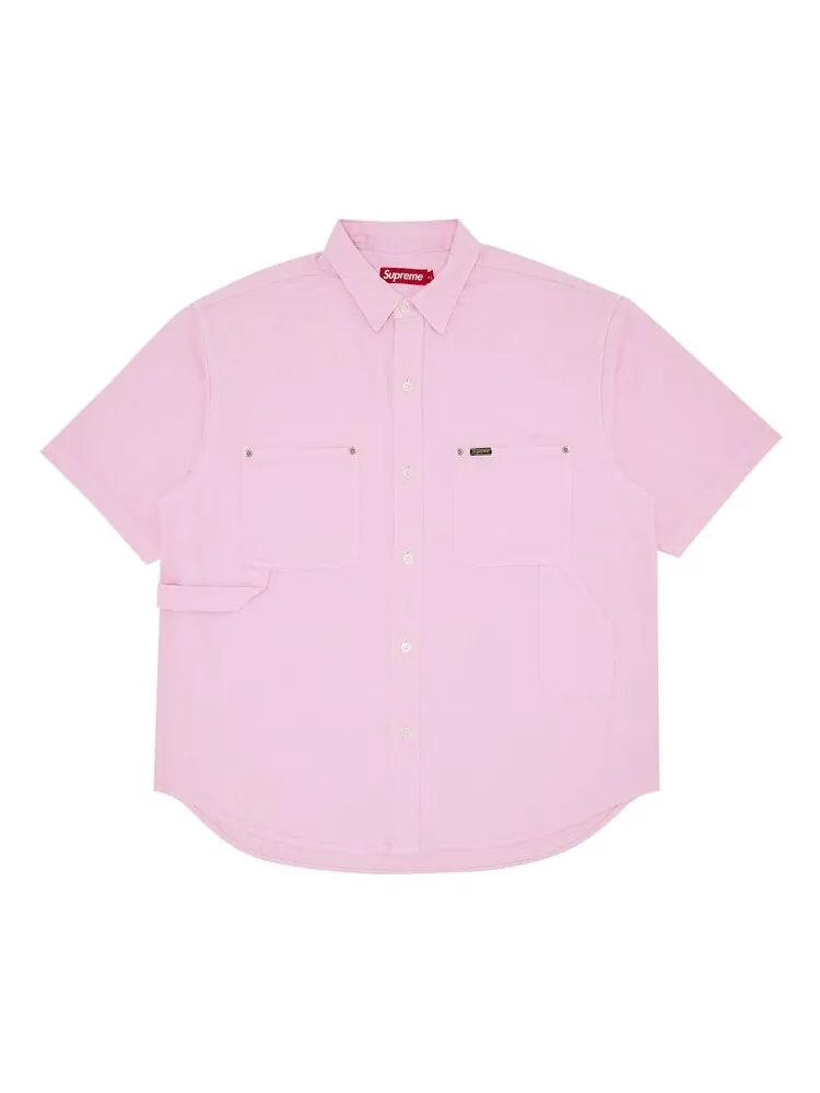Рубашка Supreme Loose Fit Short-Sleeve Denim Painter Shirt — изображение 1 из 3, розовый