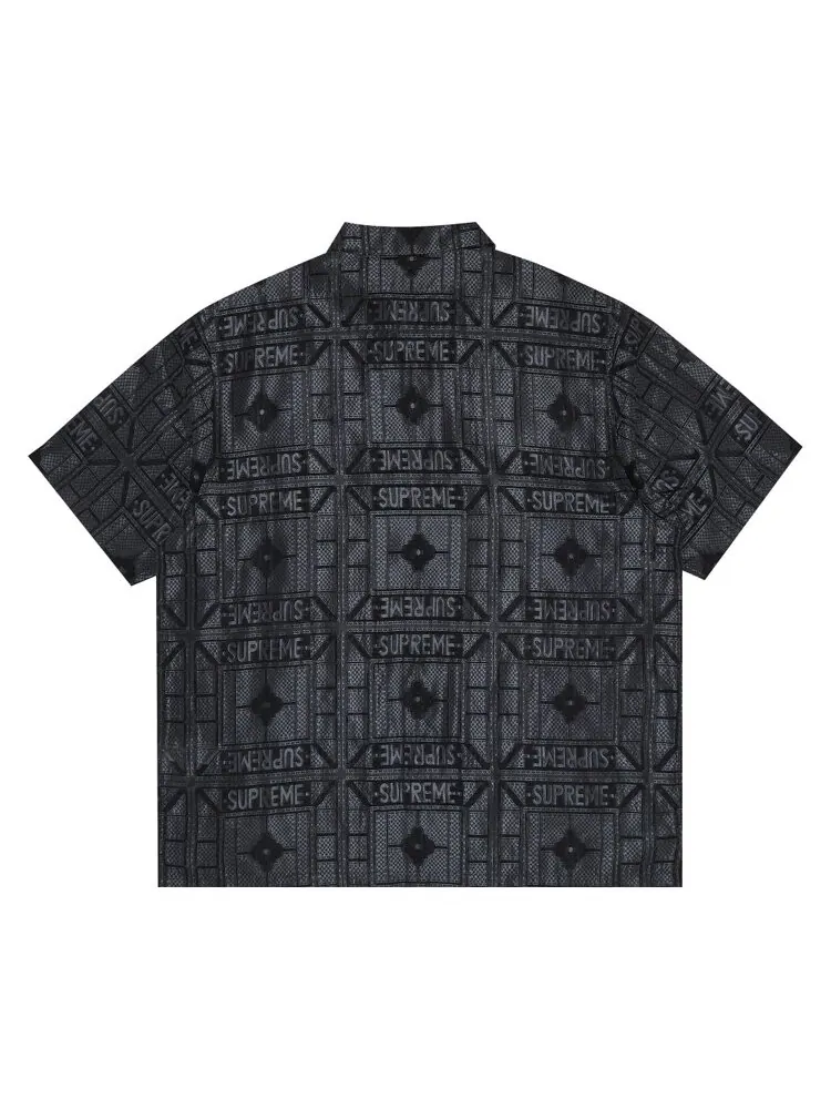 Рубашка Supreme Tray Jacquard Short-Sleeve Shirt — изображение 2 из 3, черный