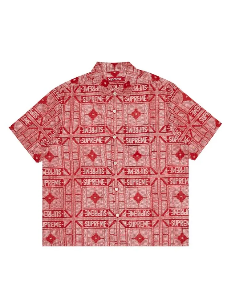 Рубашка Supreme Tray Jacquard Short-Sleeve Shirt — изображение 1 из 3, красный