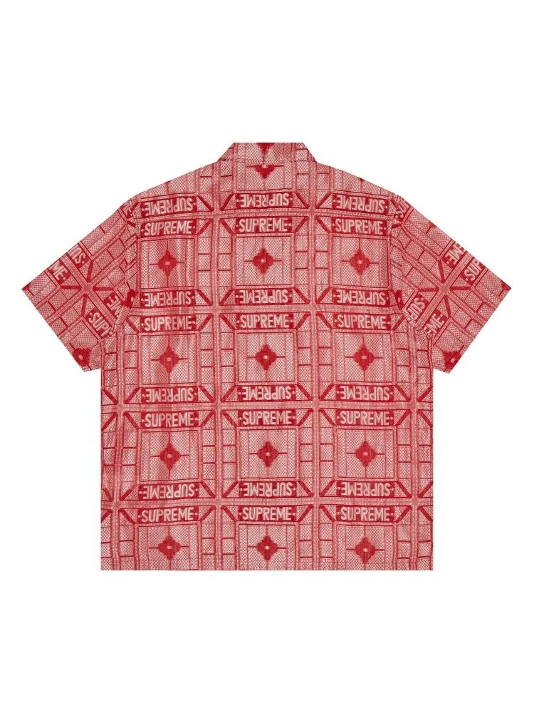 Рубашка Supreme Tray Jacquard Short-Sleeve Shirt — изображение 2 из 3, красный
